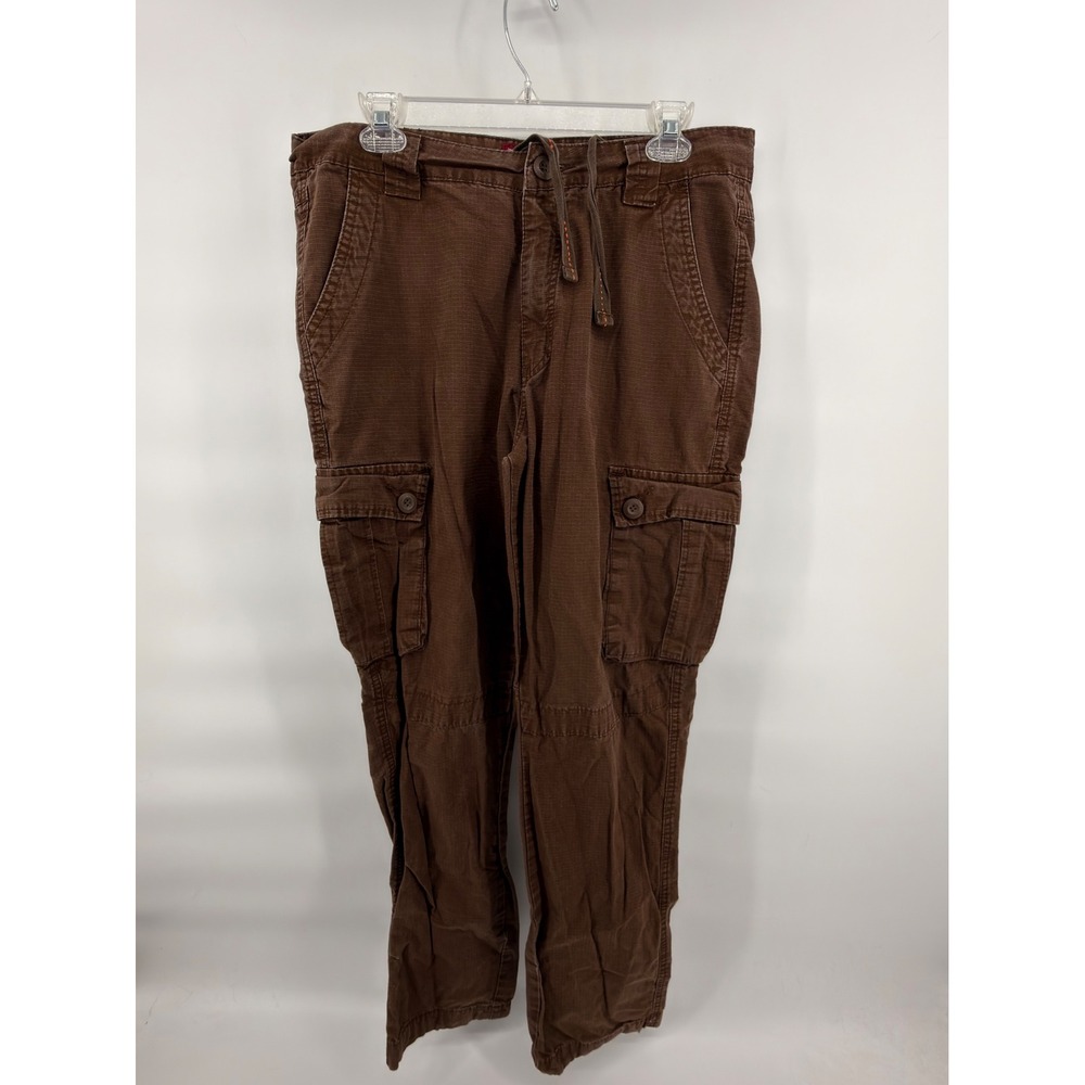 Matchstick Men's Heavyweight Cotton Ripstop Cargo Pants Brown Multi-Pocket XL/34